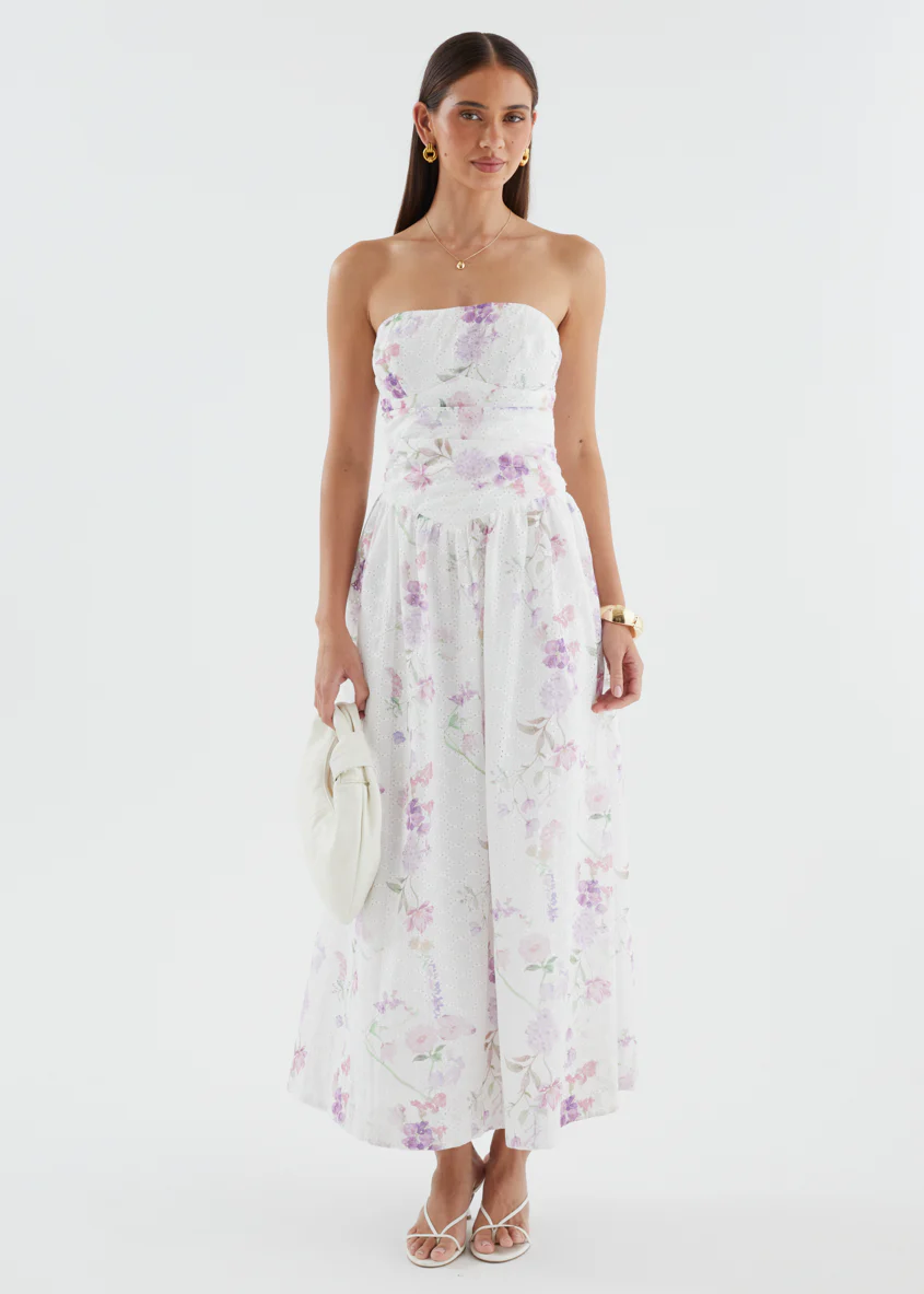 Rena Strapless Maxi Dress - Lavender Flowers - Image 6