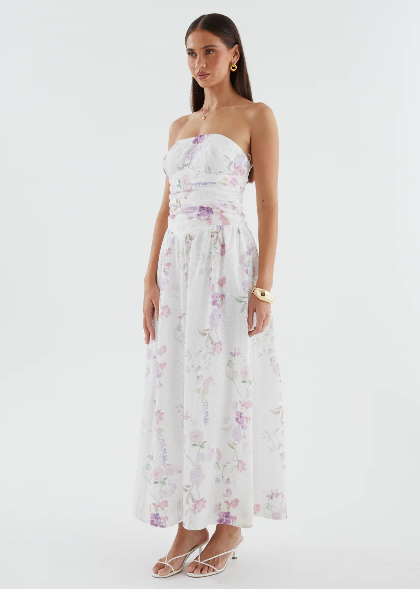 Rena Strapless Maxi Dress - Lavender Flowers - Image 7