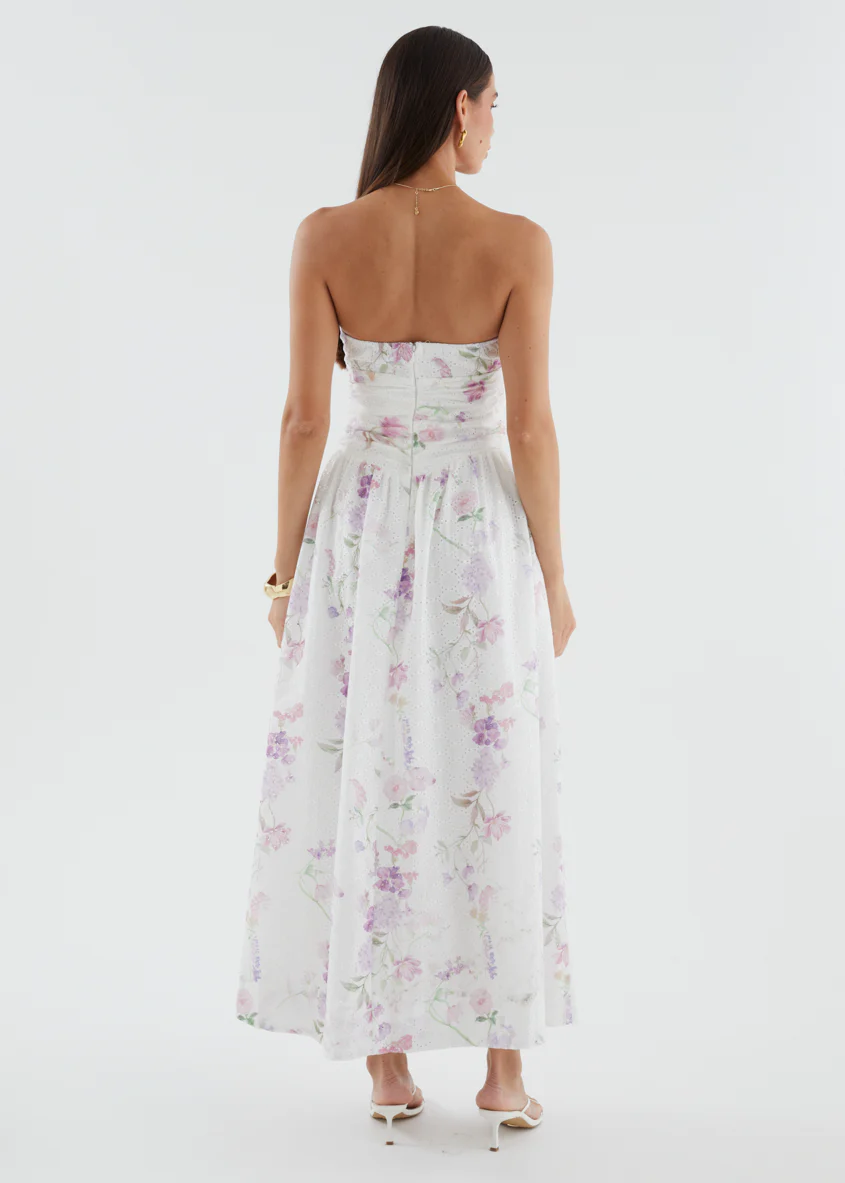 Rena Strapless Maxi Dress - Lavender Flowers - Image 8