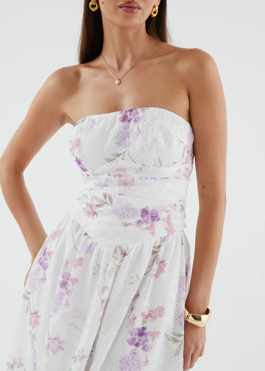 Rena Strapless Maxi Dress - Lavender Flowers - Image 9