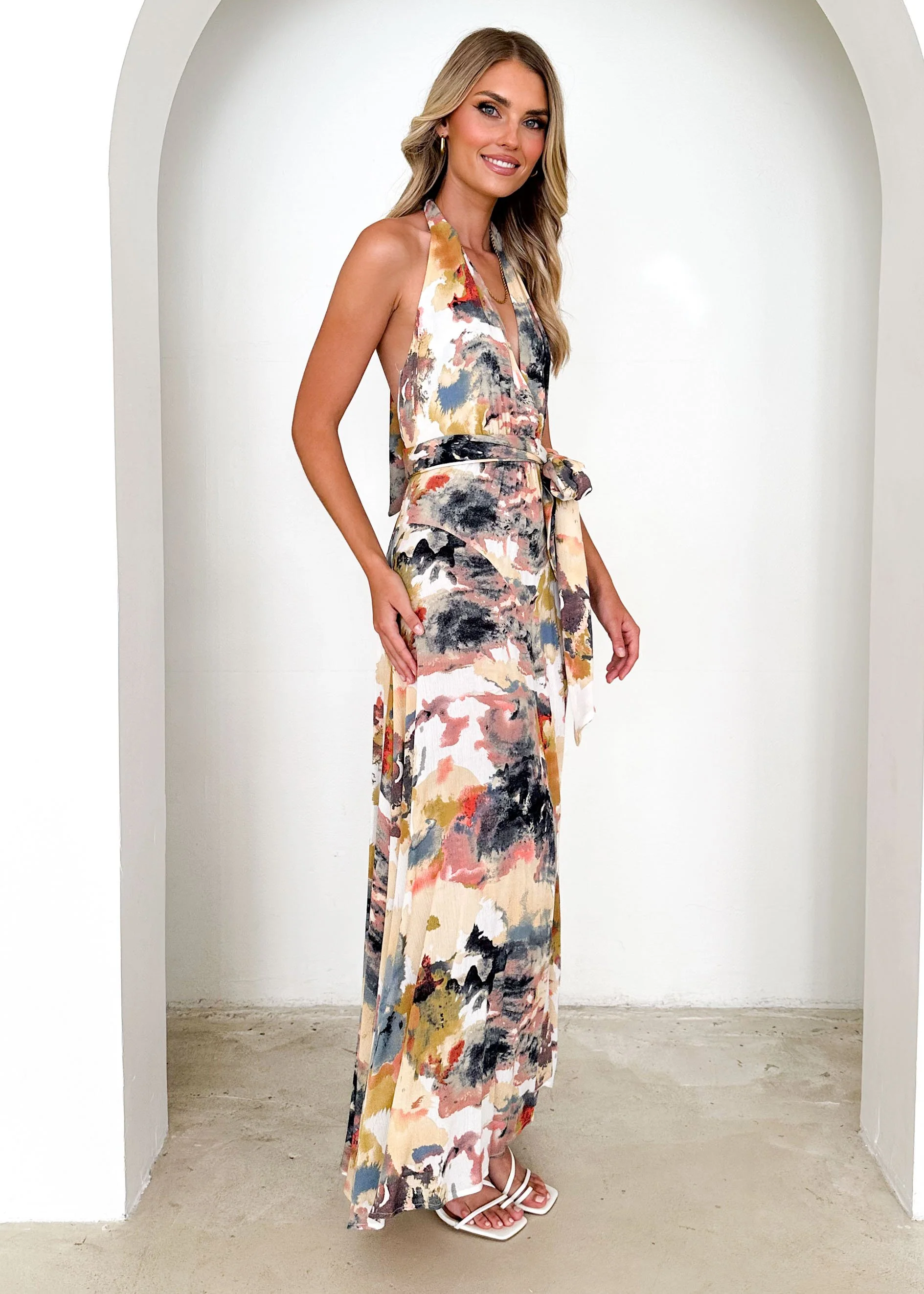 Reyna Halter Maxi Dress - Ink Splash - Image 6