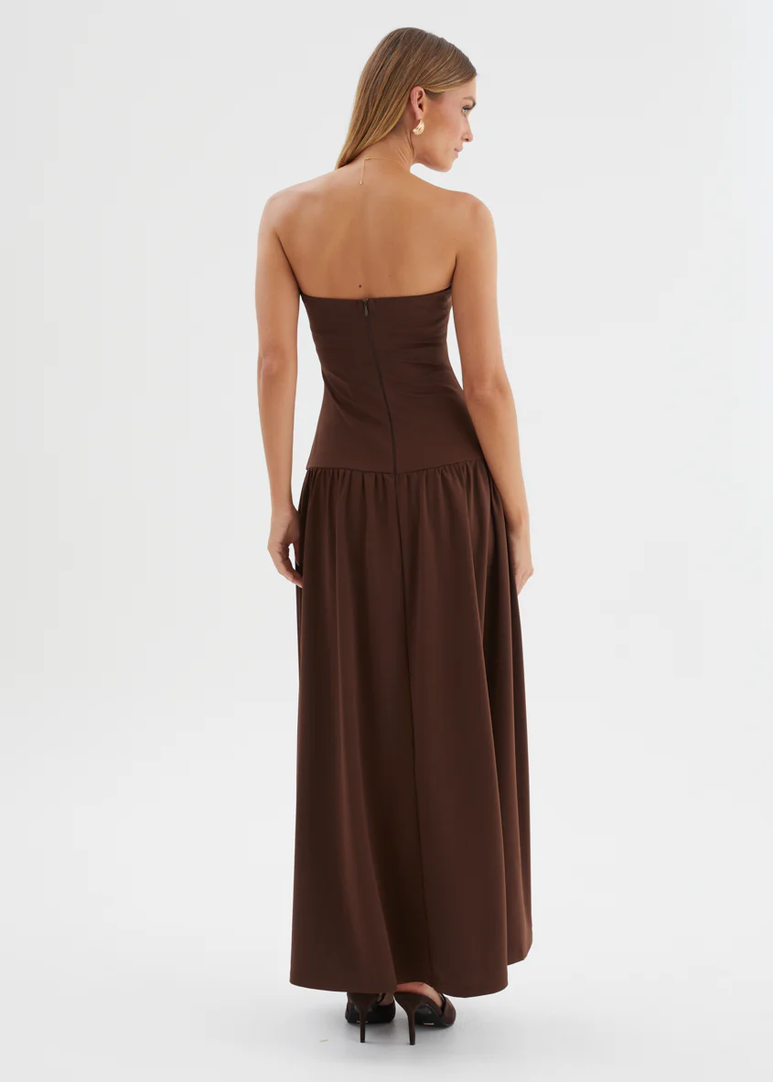 Rheanna Strapless Midi Dress - Chocolate - Image 8