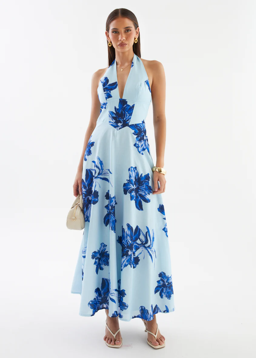 Ricky Halter Maxi Dress - Blue Flowers - Image 5