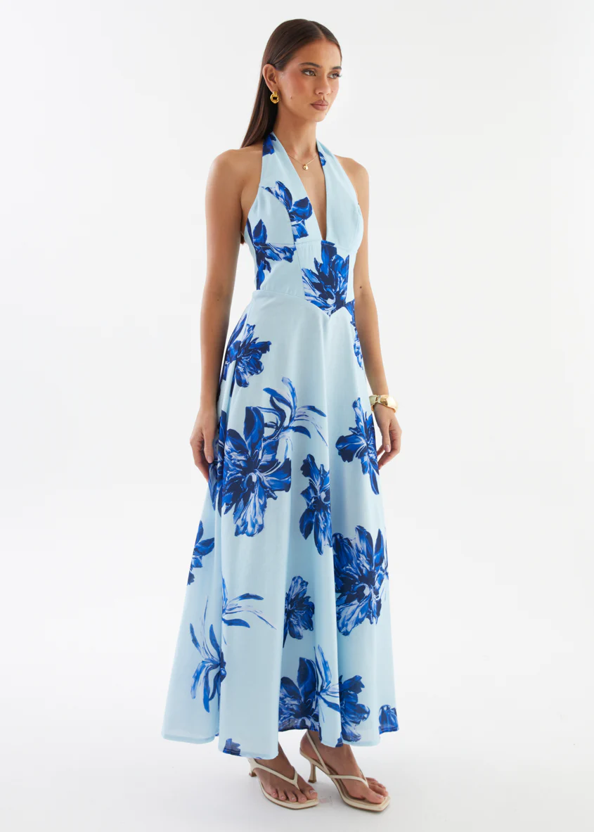 Ricky Halter Maxi Dress - Blue Flowers - Image 6