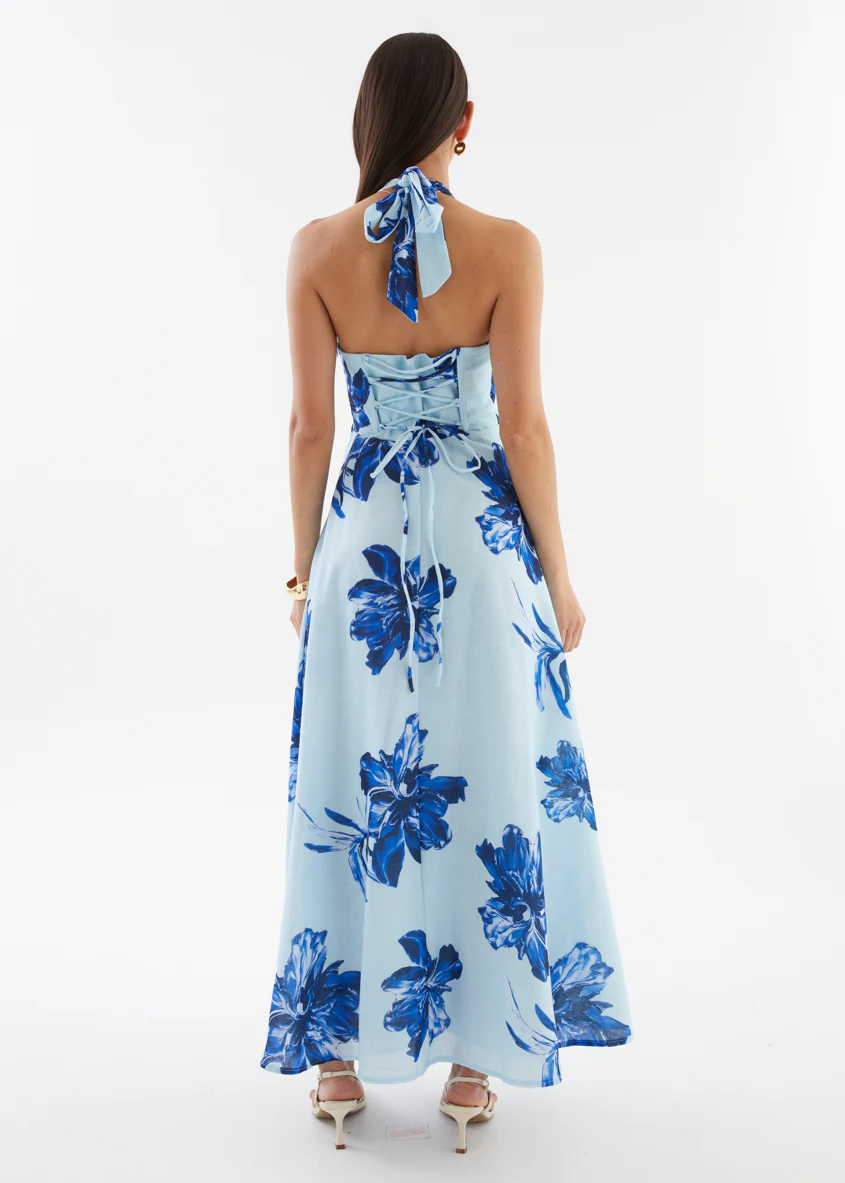 Ricky Halter Maxi Dress - Blue Flowers - Image 7