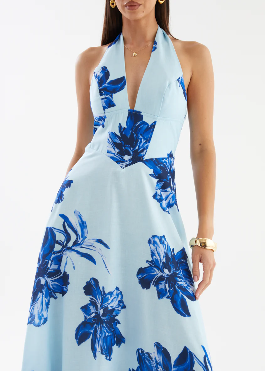 Ricky Halter Maxi Dress - Blue Flowers - Image 8