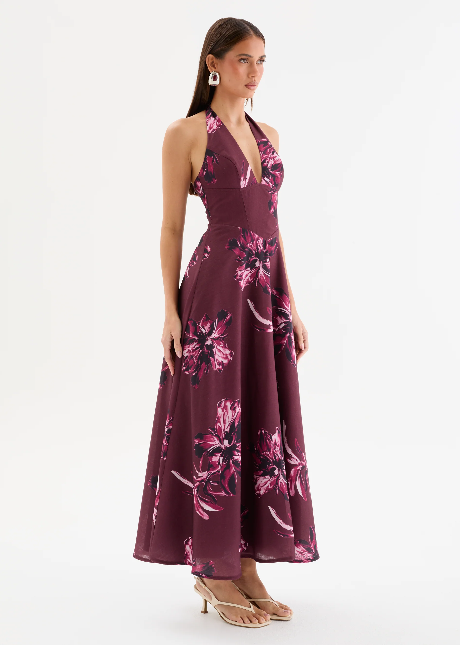 Ricky Halter Maxi Dress - Burgundy Flowers - Image 6