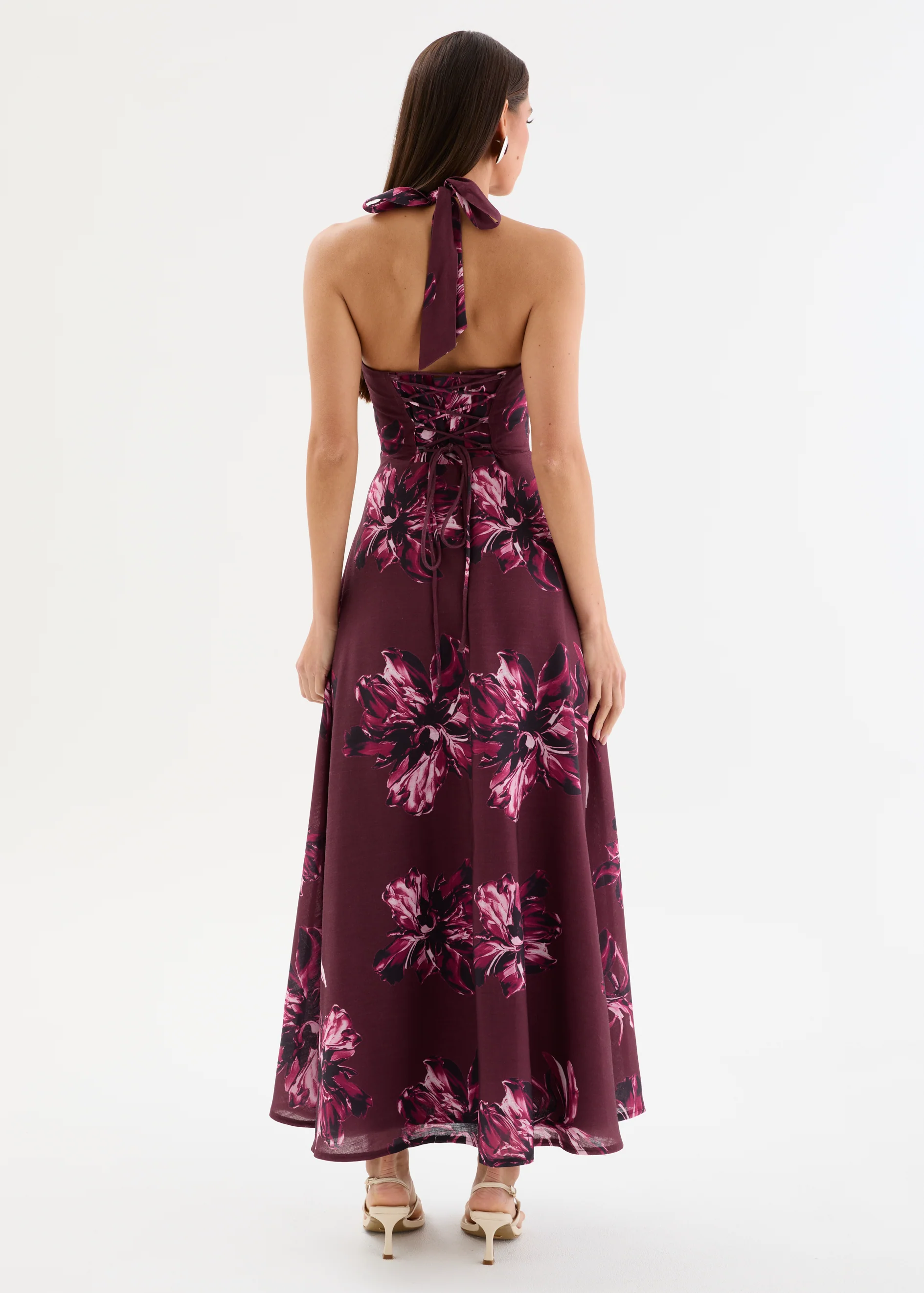 Ricky Halter Maxi Dress - Burgundy Flowers - Image 7