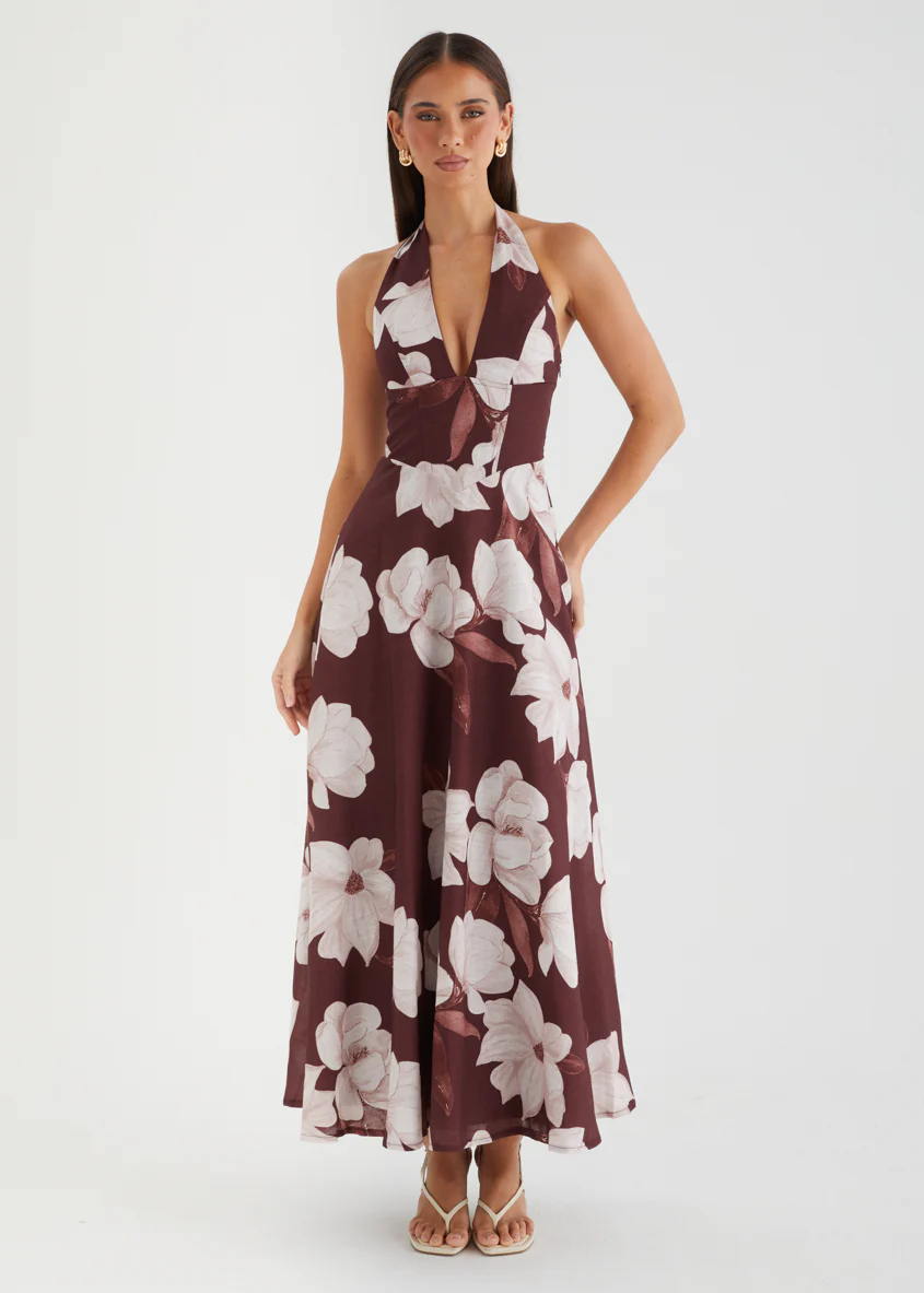 Ricky Halter Maxi Dress - Chocolate Floral - Image 2