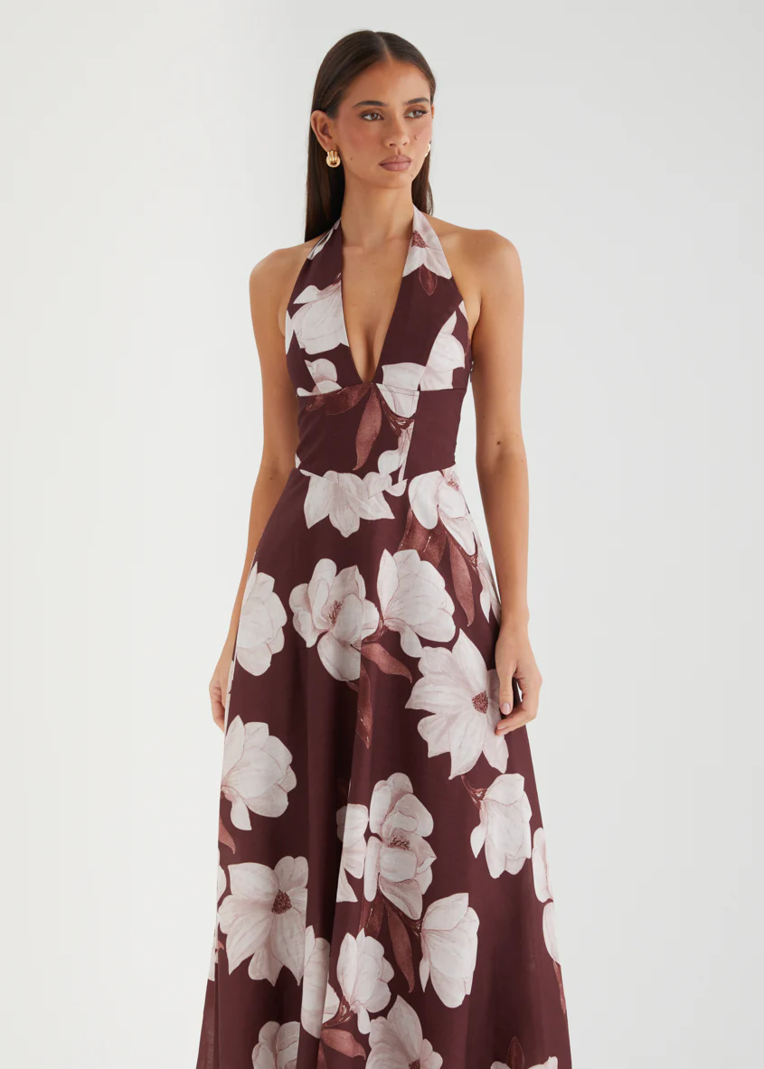 Ricky Halter Maxi Dress - Chocolate Floral - Image 3