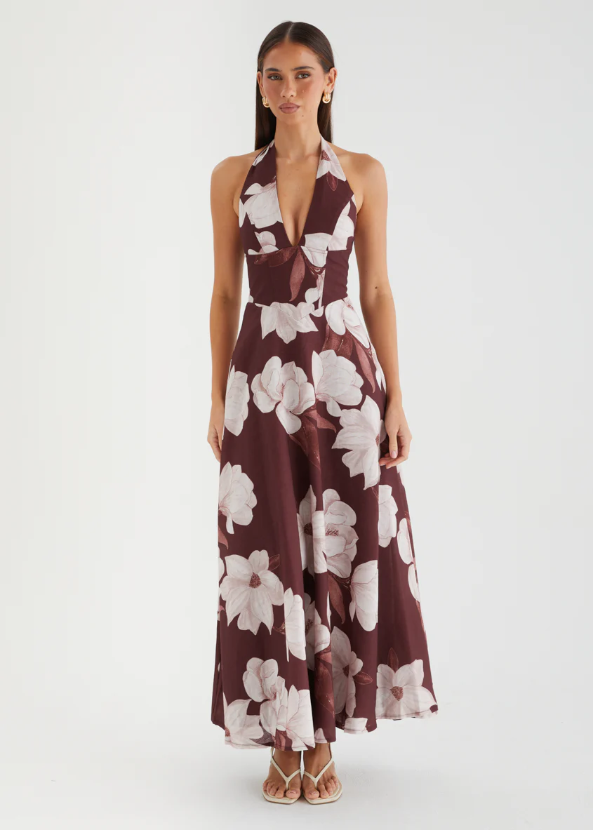 Ricky Halter Maxi Dress - Chocolate Floral - Image 4