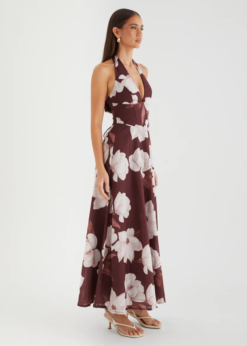 Ricky Halter Maxi Dress - Chocolate Floral - Image 5