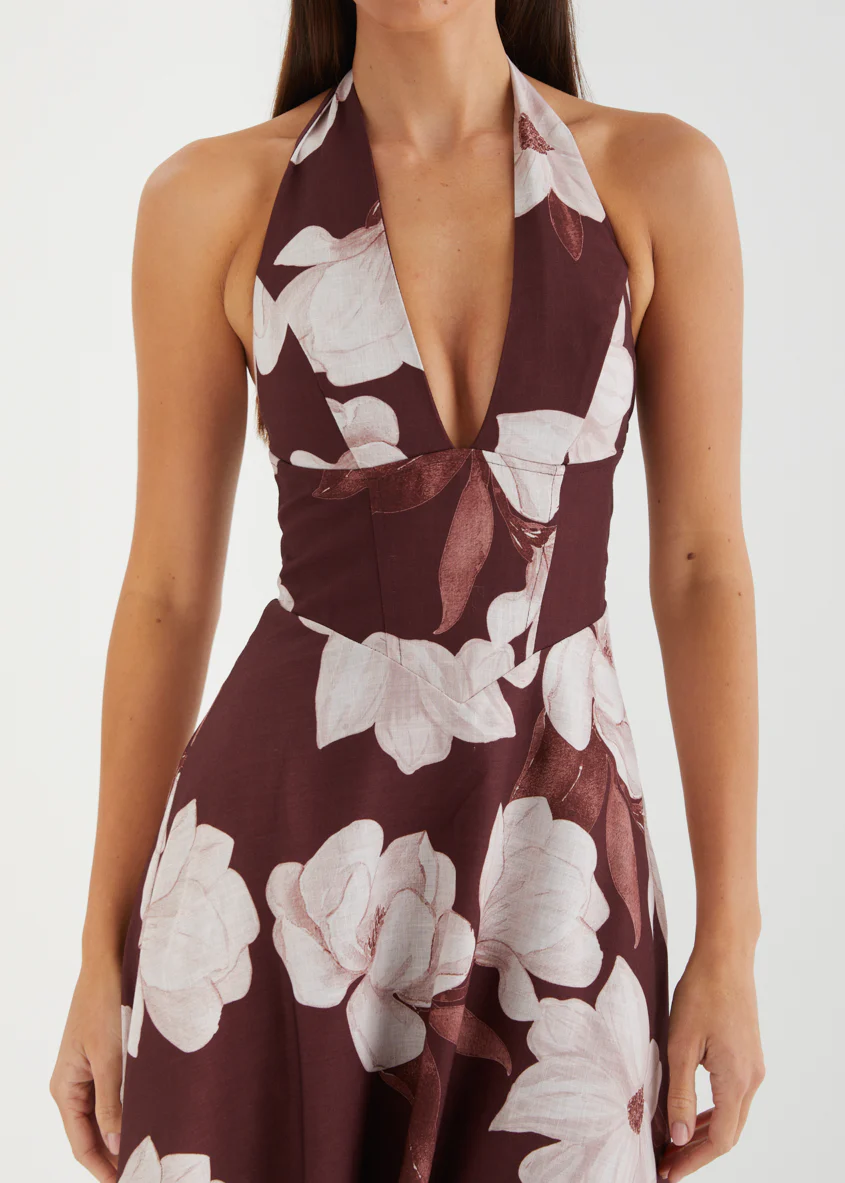 Ricky Halter Maxi Dress - Chocolate Floral - Image 7