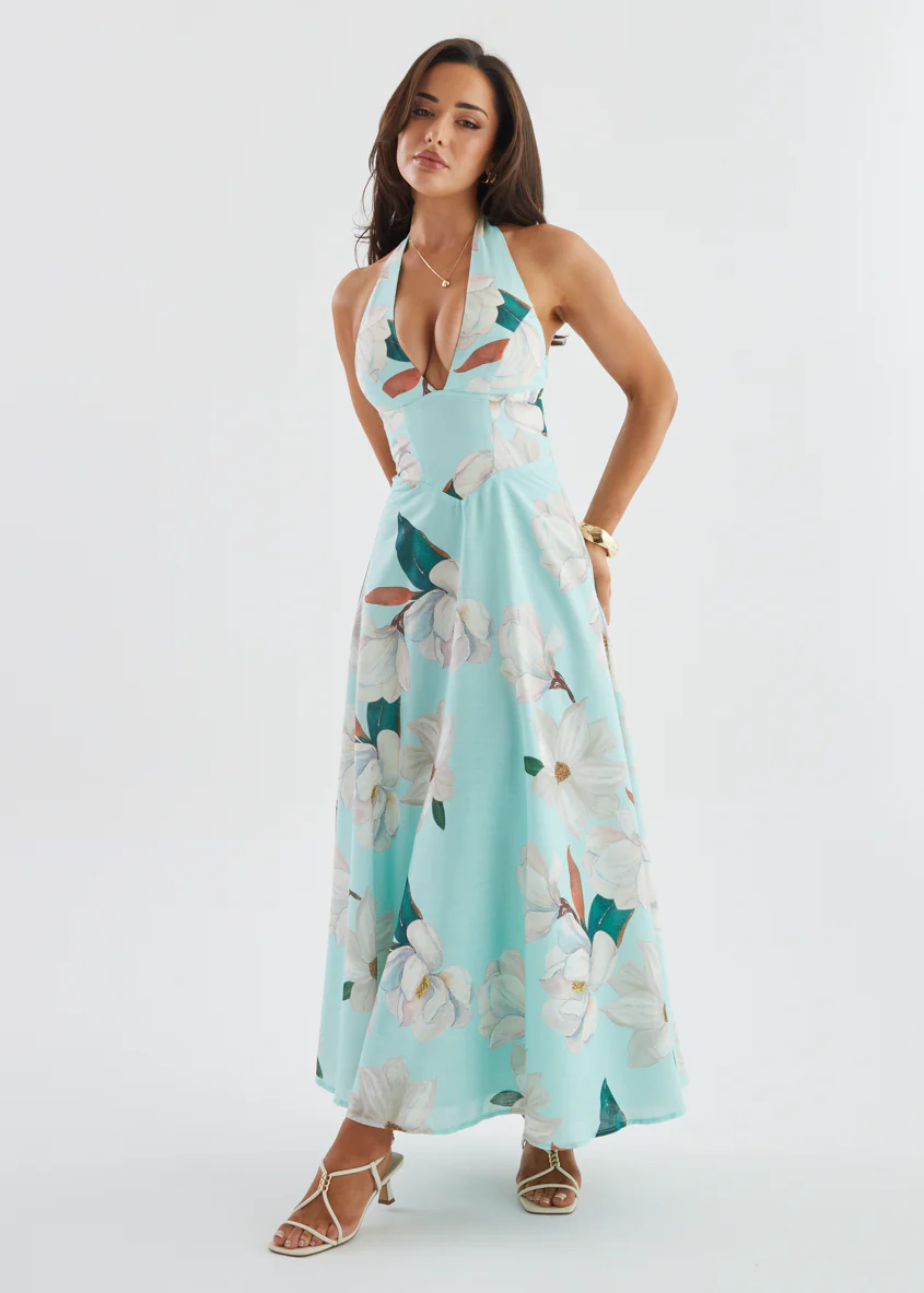Ricky Halter Maxi Dress - Mint Floral - Image 3