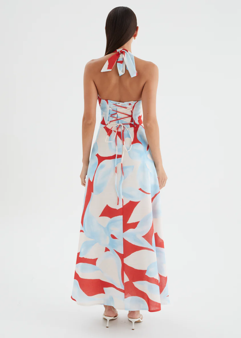 Ricky Halter Maxi Dress - Red Abstract - Image 7