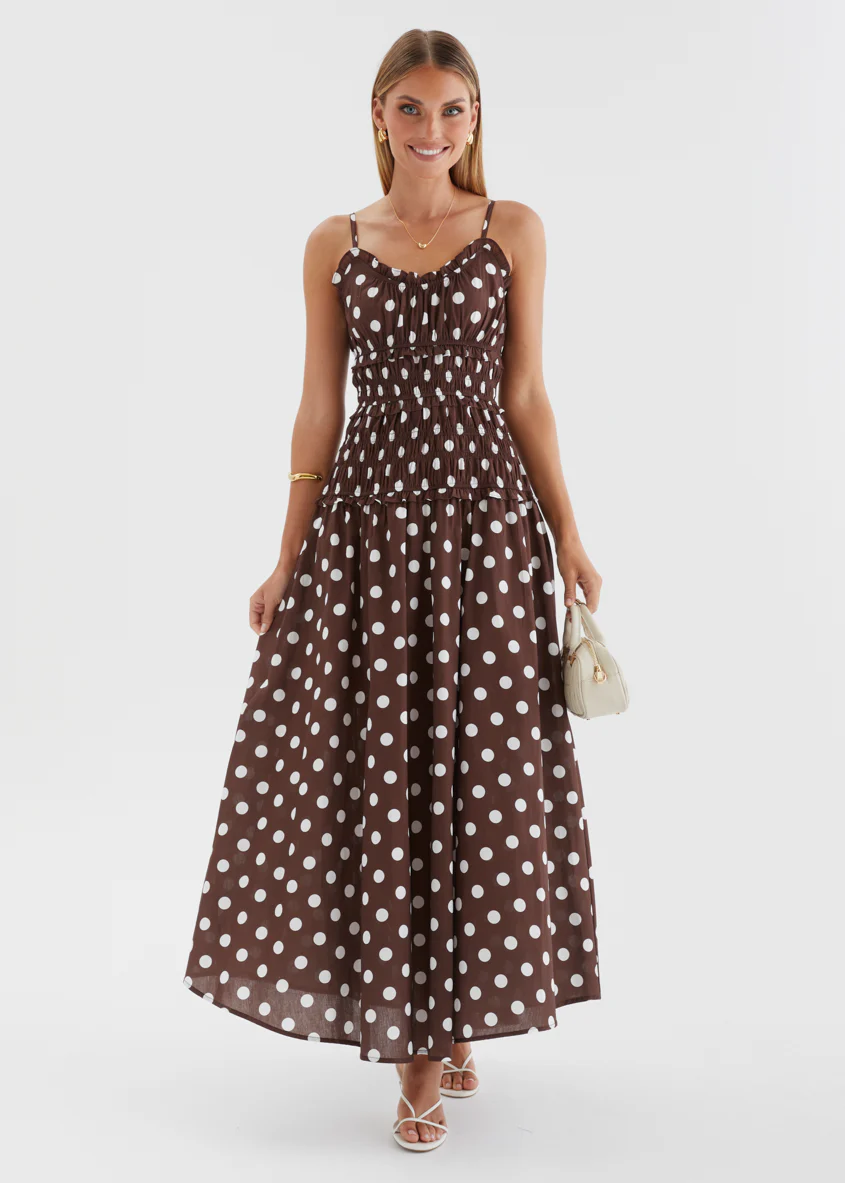 Rihana Maxi Dress - Chocolate Polka - Image 5