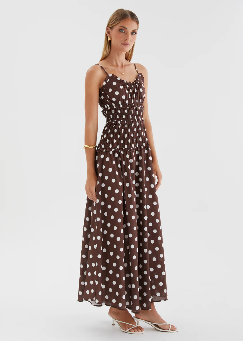 Rihana Maxi Dress - Chocolate Polka - Image 6