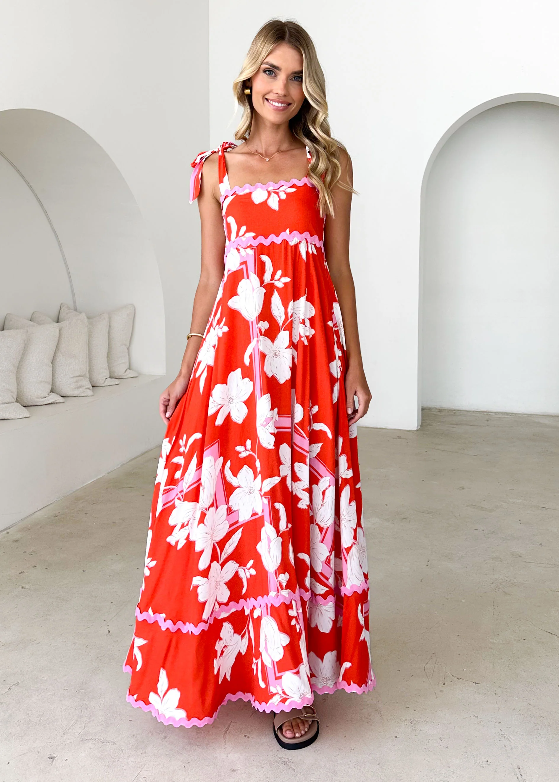 Riri Maxi Dress - Tangerine Floral - Image 2