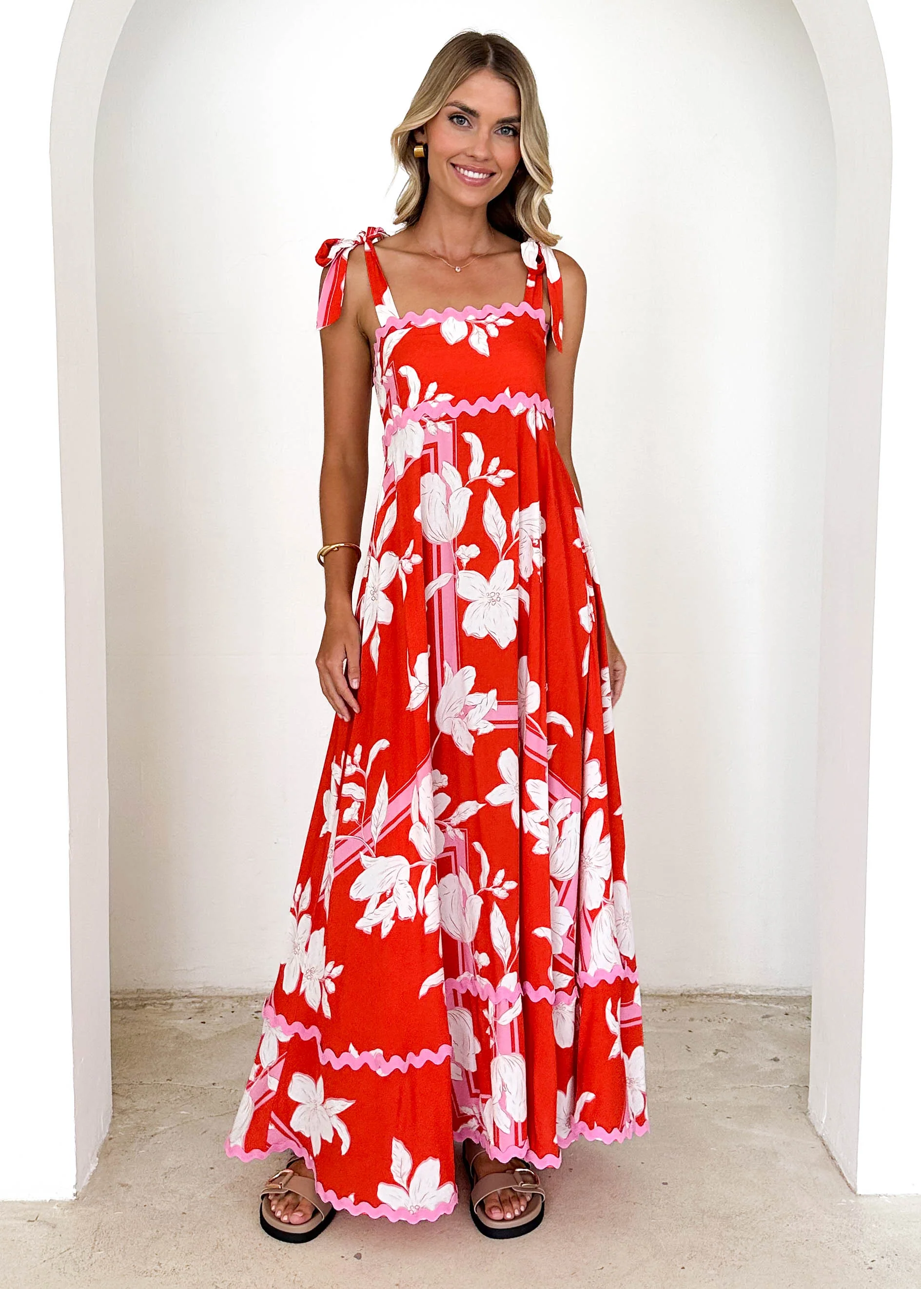 Riri Maxi Dress - Tangerine Floral - Image 3