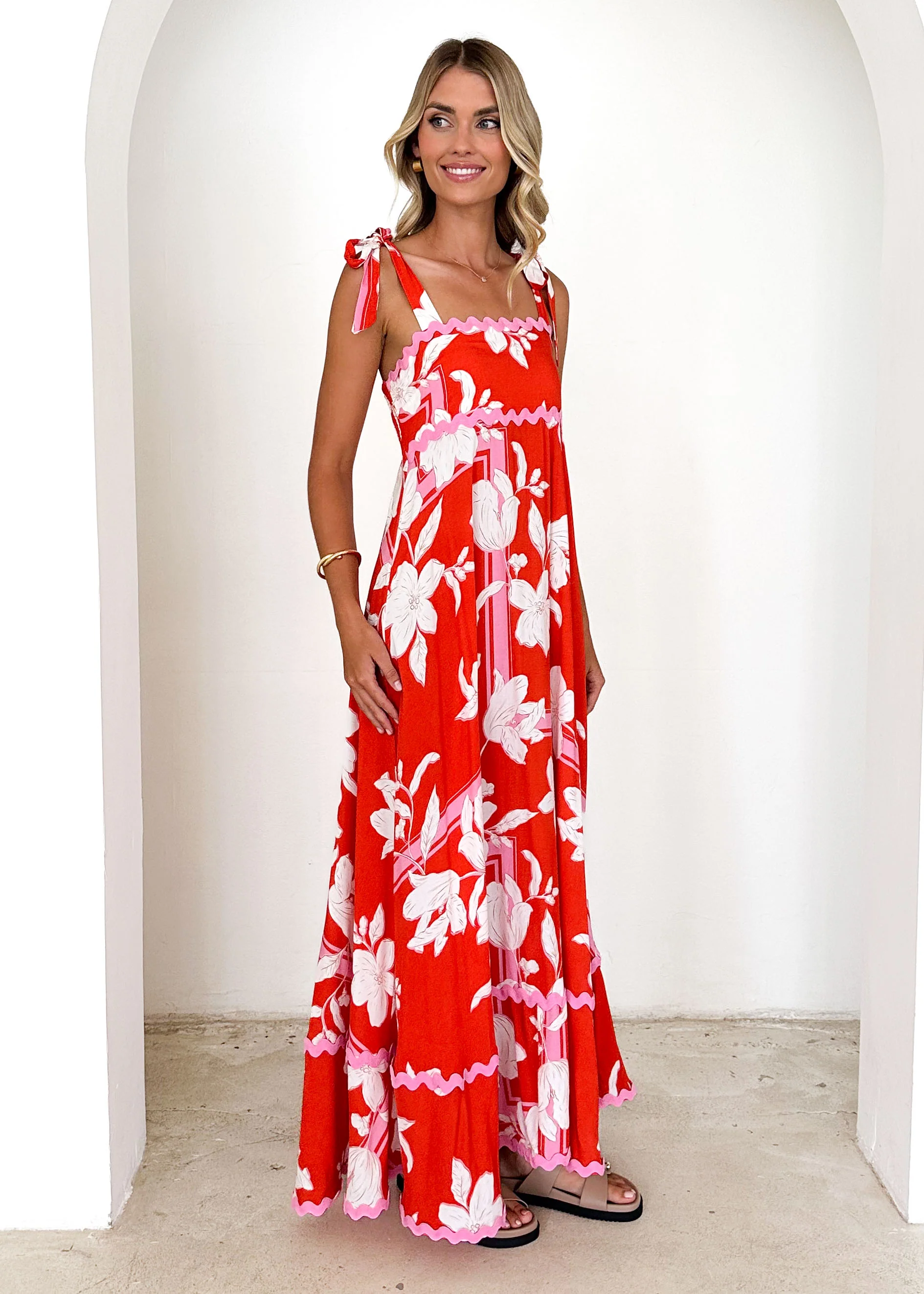 Riri Maxi Dress - Tangerine Floral - Image 4