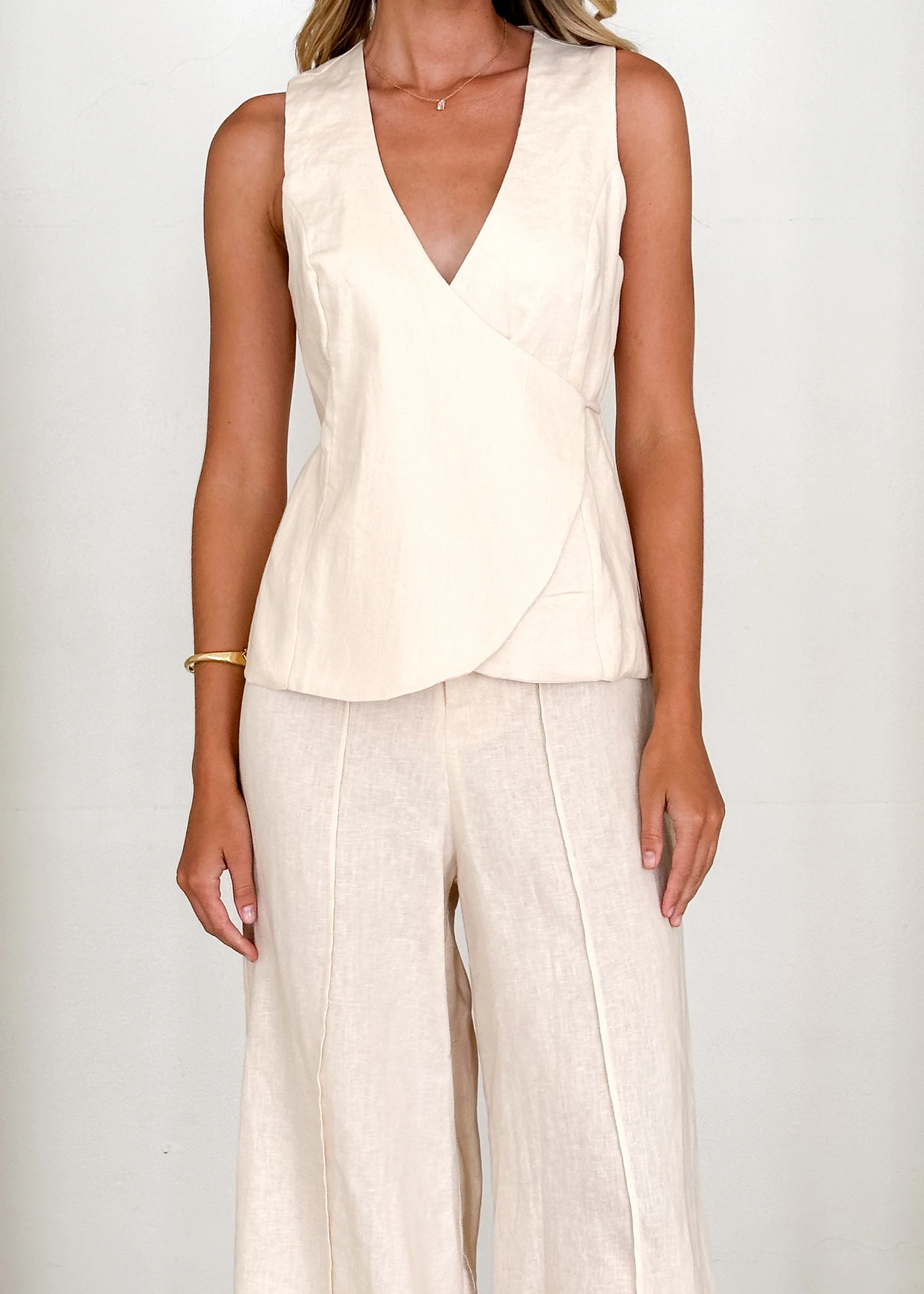 Riva Linen Top - Cream - Image 7