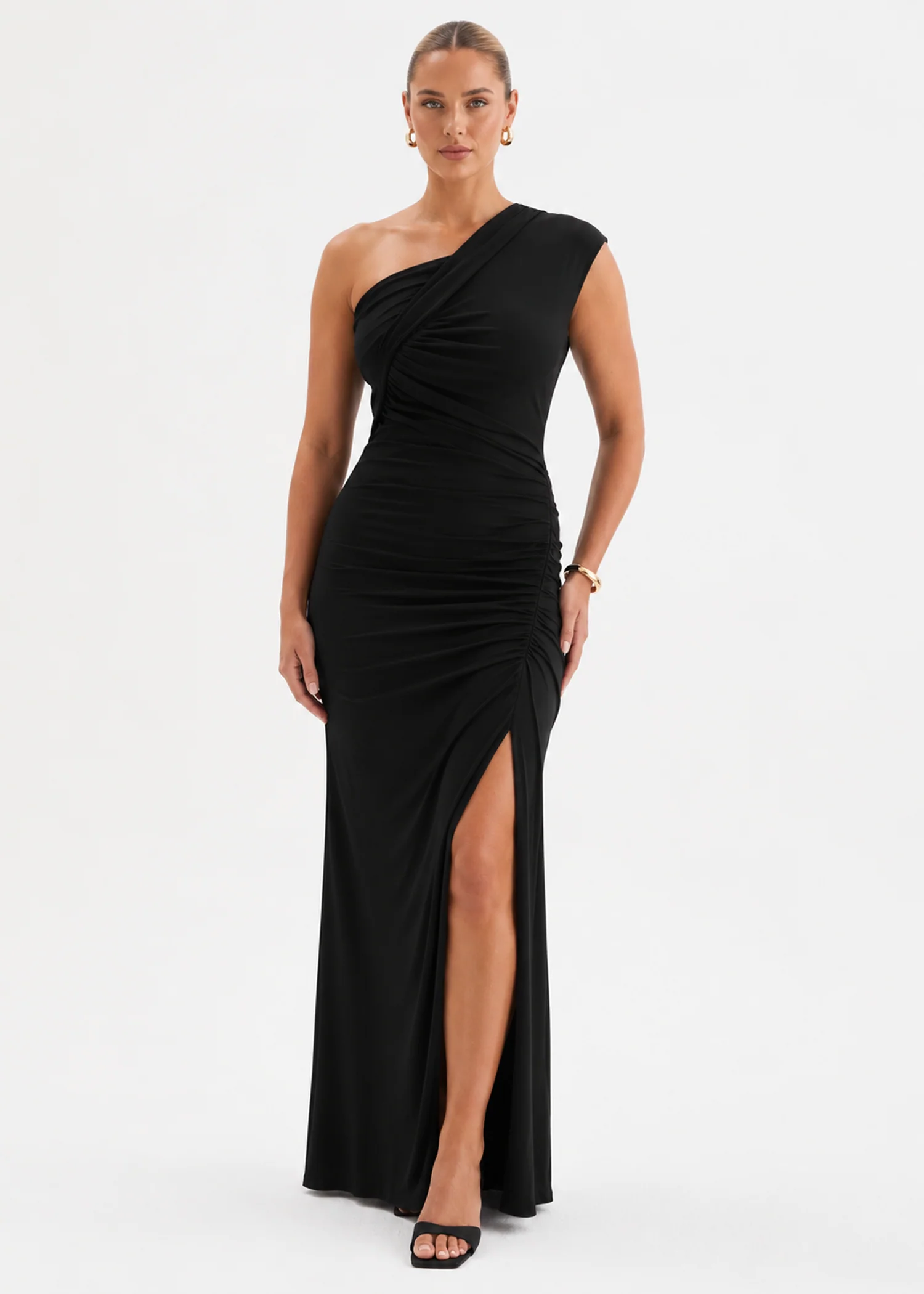 Romano Drop Shoulder Maxi Dress - Black - Image 5