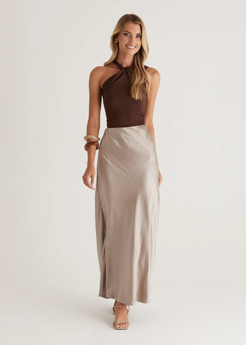 Rosalie Midi Skirt - Taupe - Image 10