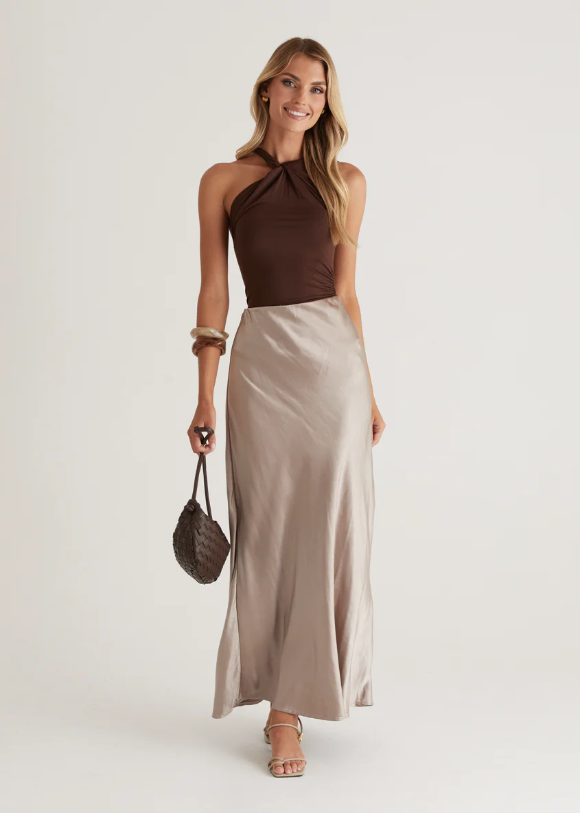 Rosalie Midi Skirt - Taupe - Image 7