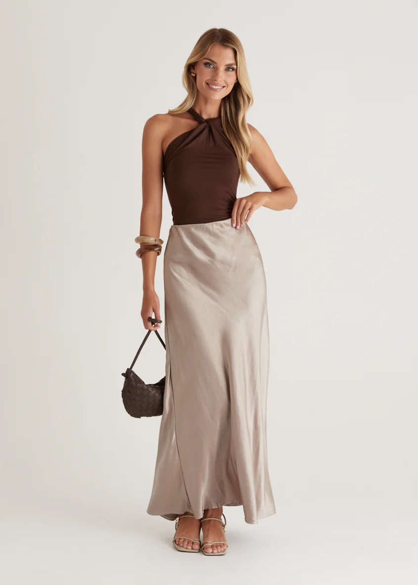 Rosalie Midi Skirt - Taupe - Image 8