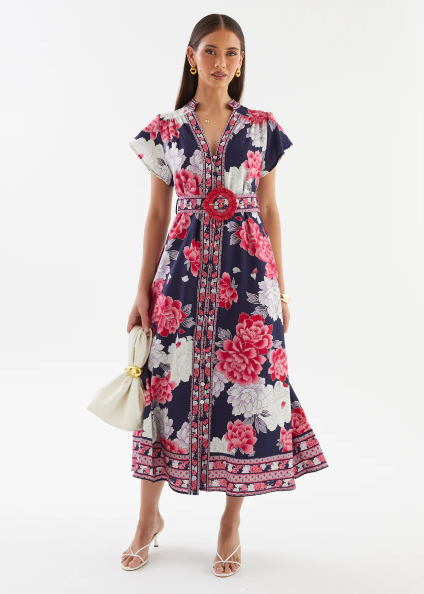 Rosetta Midi Dress - Crimson Peony - Image 2