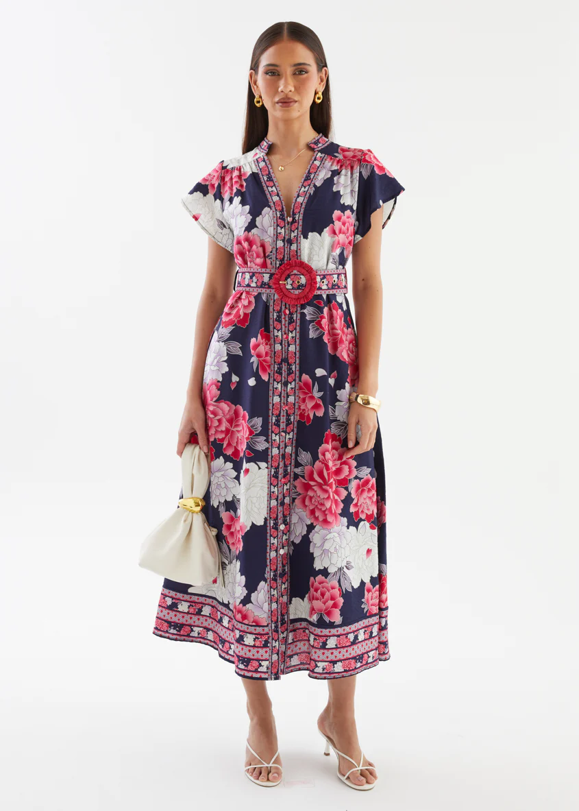 Rosetta Midi Dress - Crimson Peony - Image 5