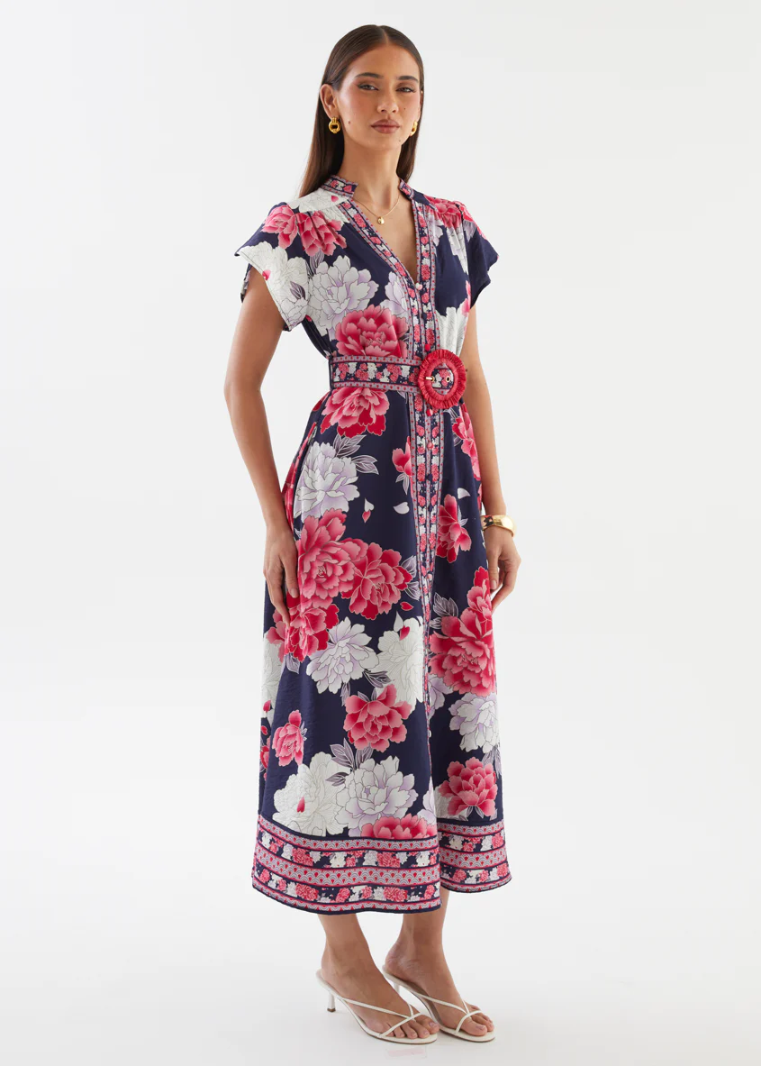 Rosetta Midi Dress - Crimson Peony - Image 6