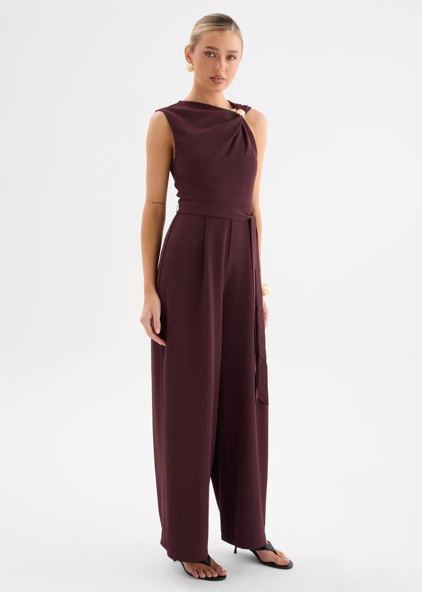 Roxanne Pantsuit with Tie - Cherry Chocolate - Image 6