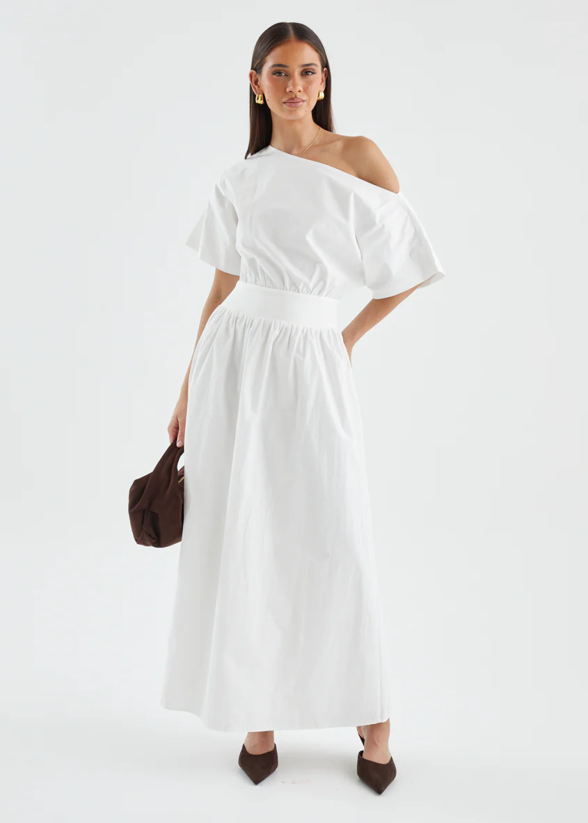 Rue Drop Shoulder Maxi Dress - Off White - Image 2