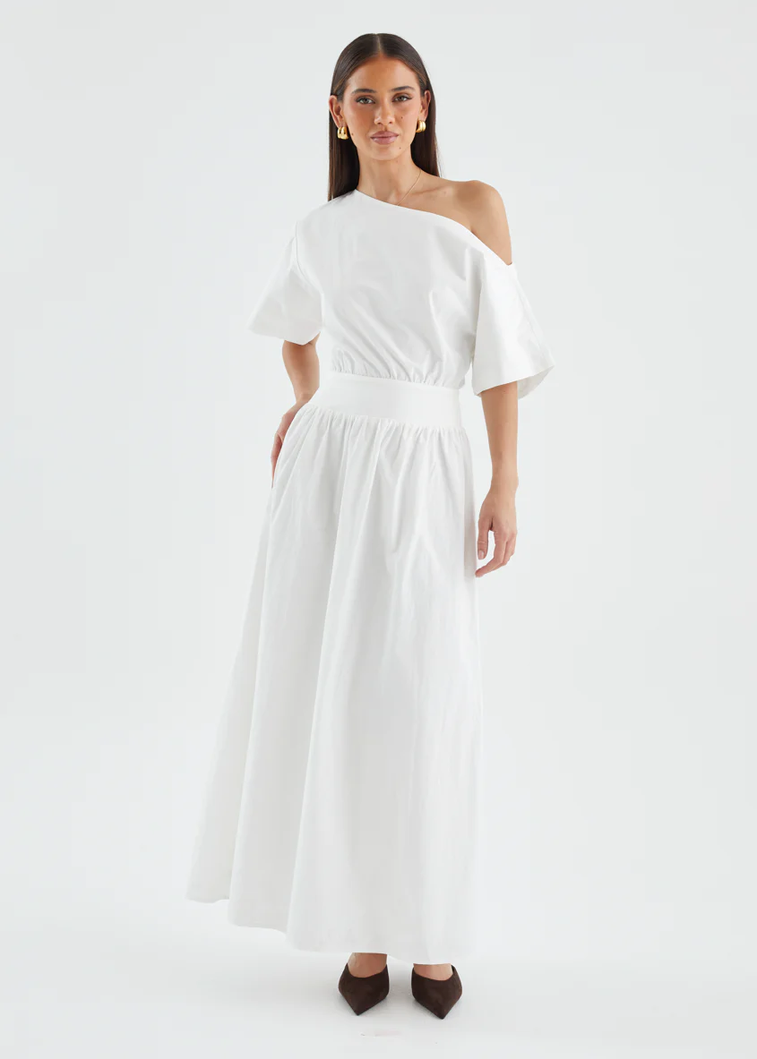 Rue Drop Shoulder Maxi Dress - Off White - Image 4