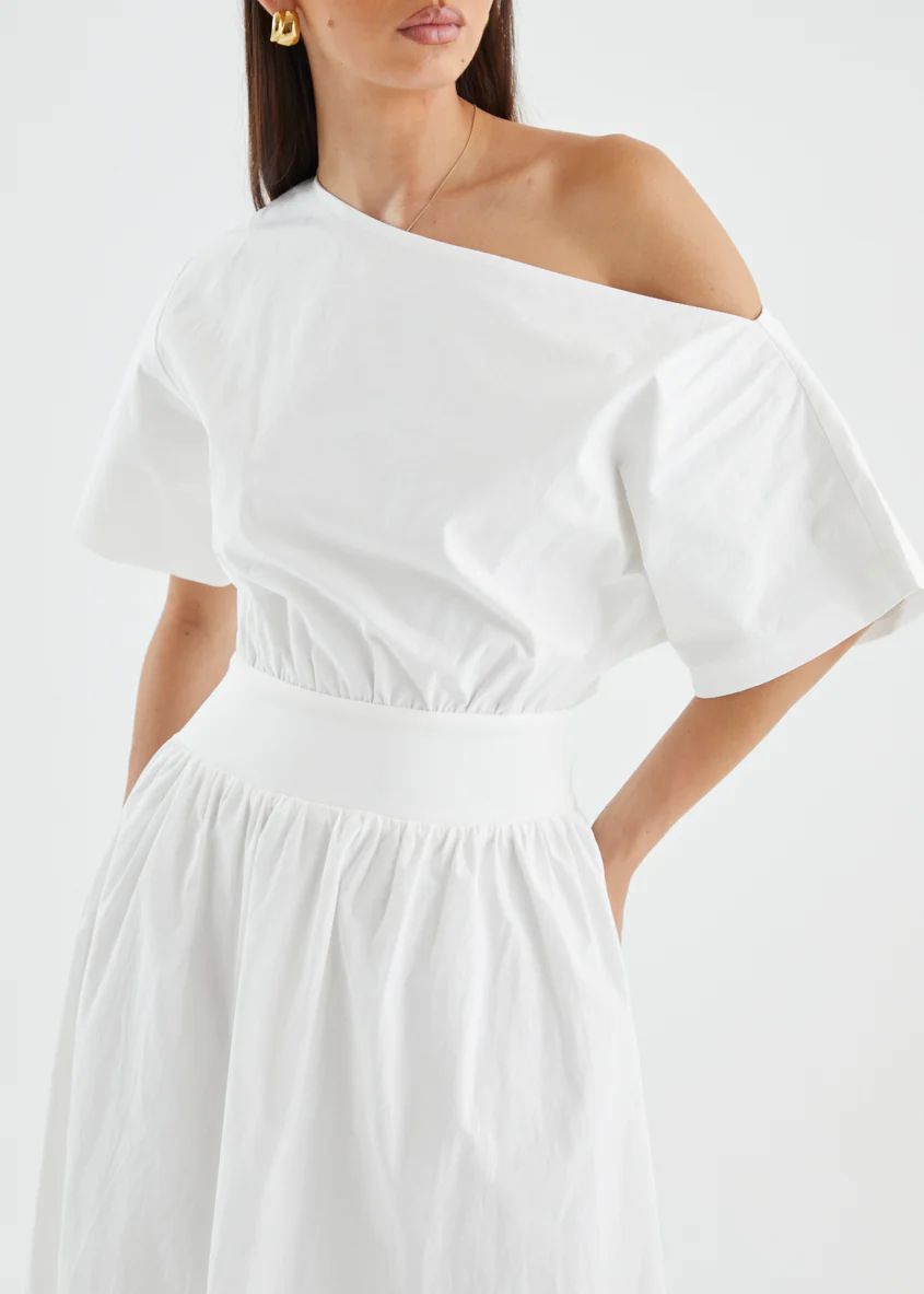 Rue Drop Shoulder Maxi Dress - Off White - Image 8