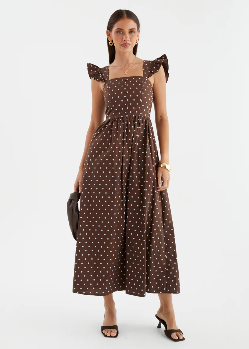Ryanna Midi Dress - Brown Polka Dot - Image 4