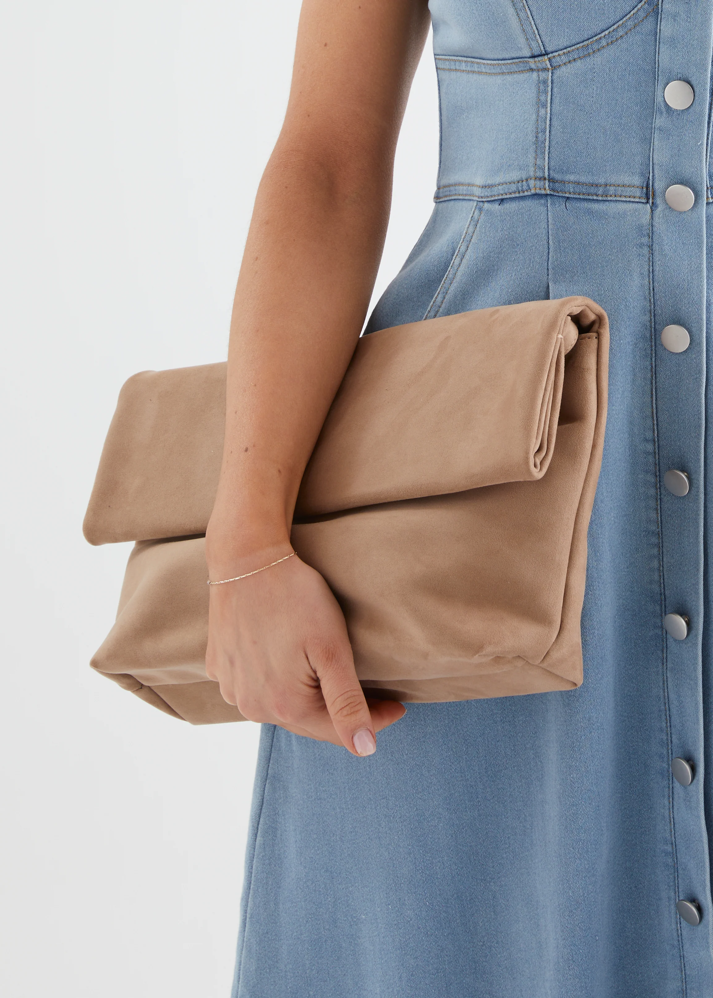 Rylee Clutch Bag - Fawn Suede - Image 4