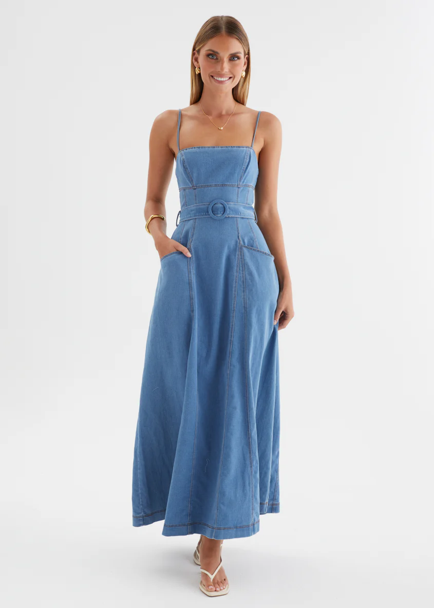 Sabar Denim Maxi Dress - Mid Blue - Image 3