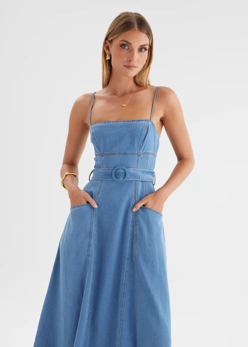 Sabar Denim Maxi Dress - Mid Blue - Image 4