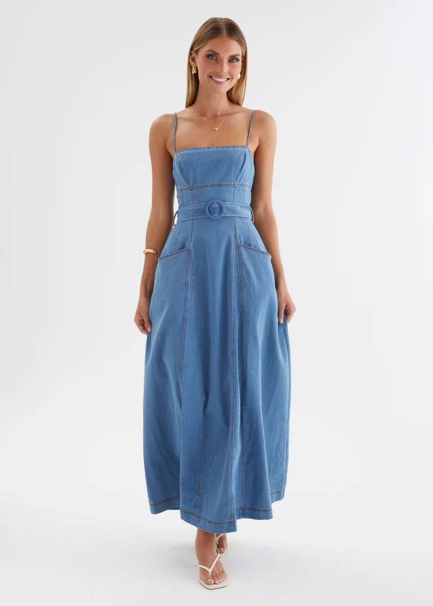 Sabar Denim Maxi Dress - Mid Blue - Image 5