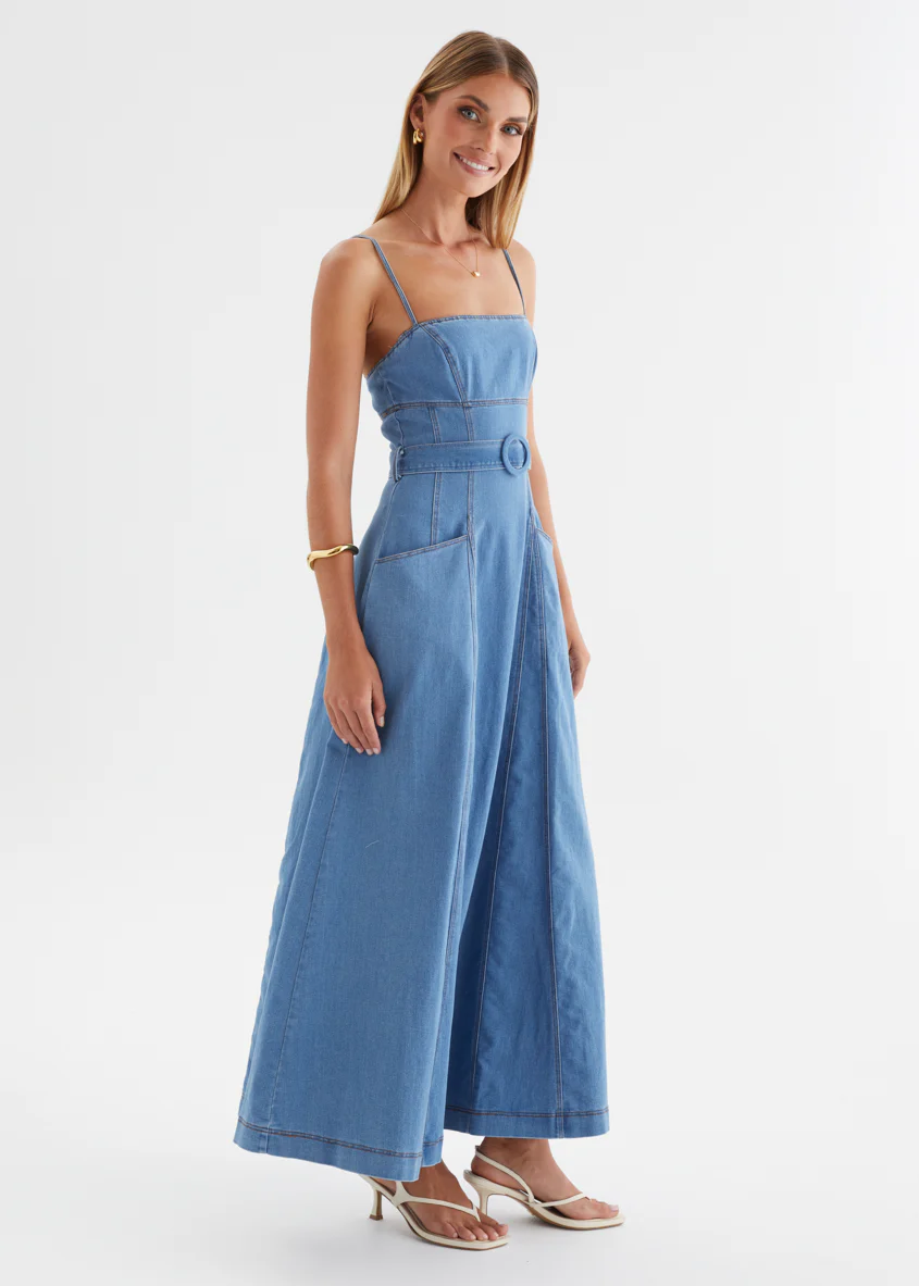 Sabar Denim Maxi Dress - Mid Blue - Image 7