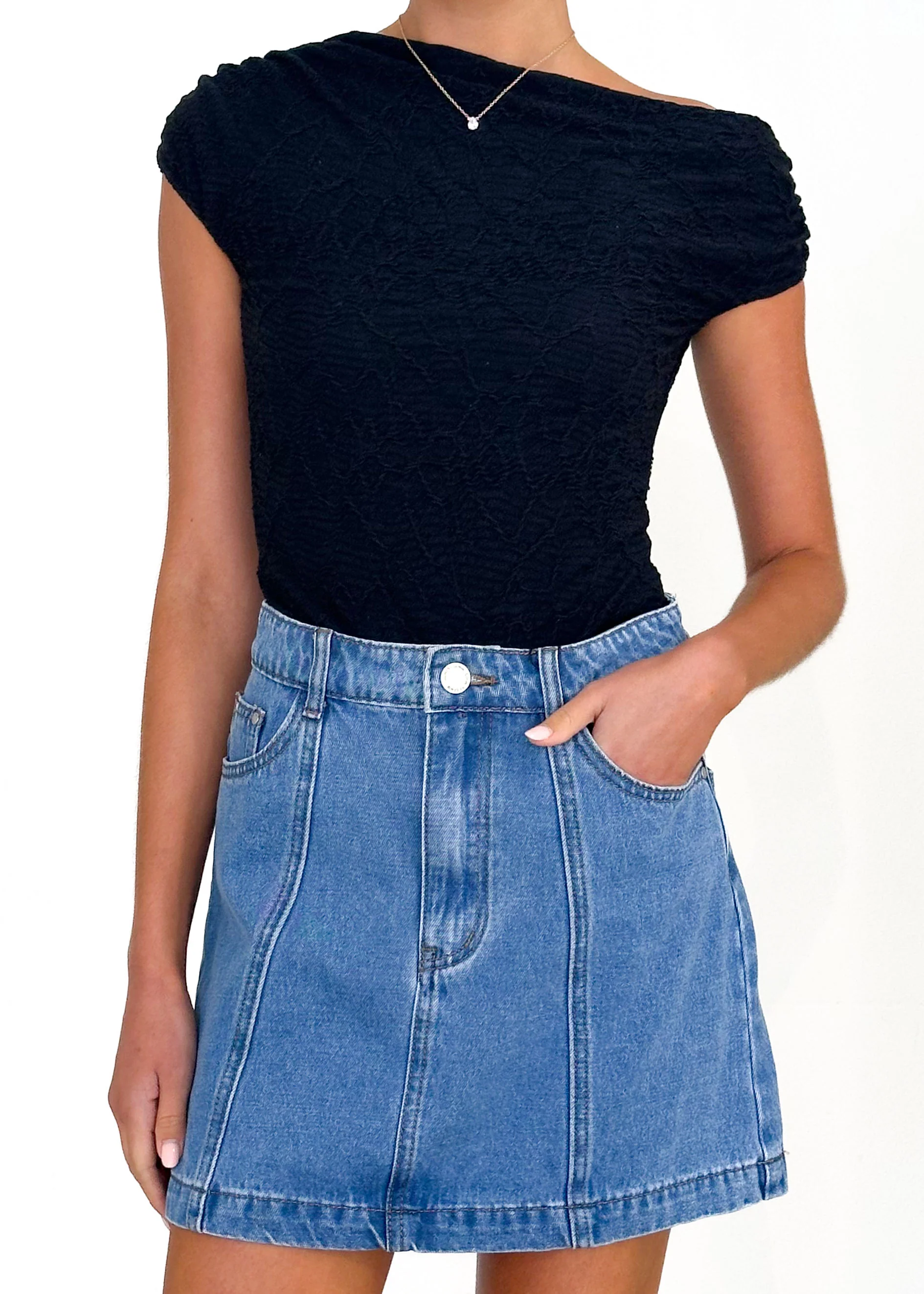 Sabine Denim Skirt - Mid Blue - Image 6
