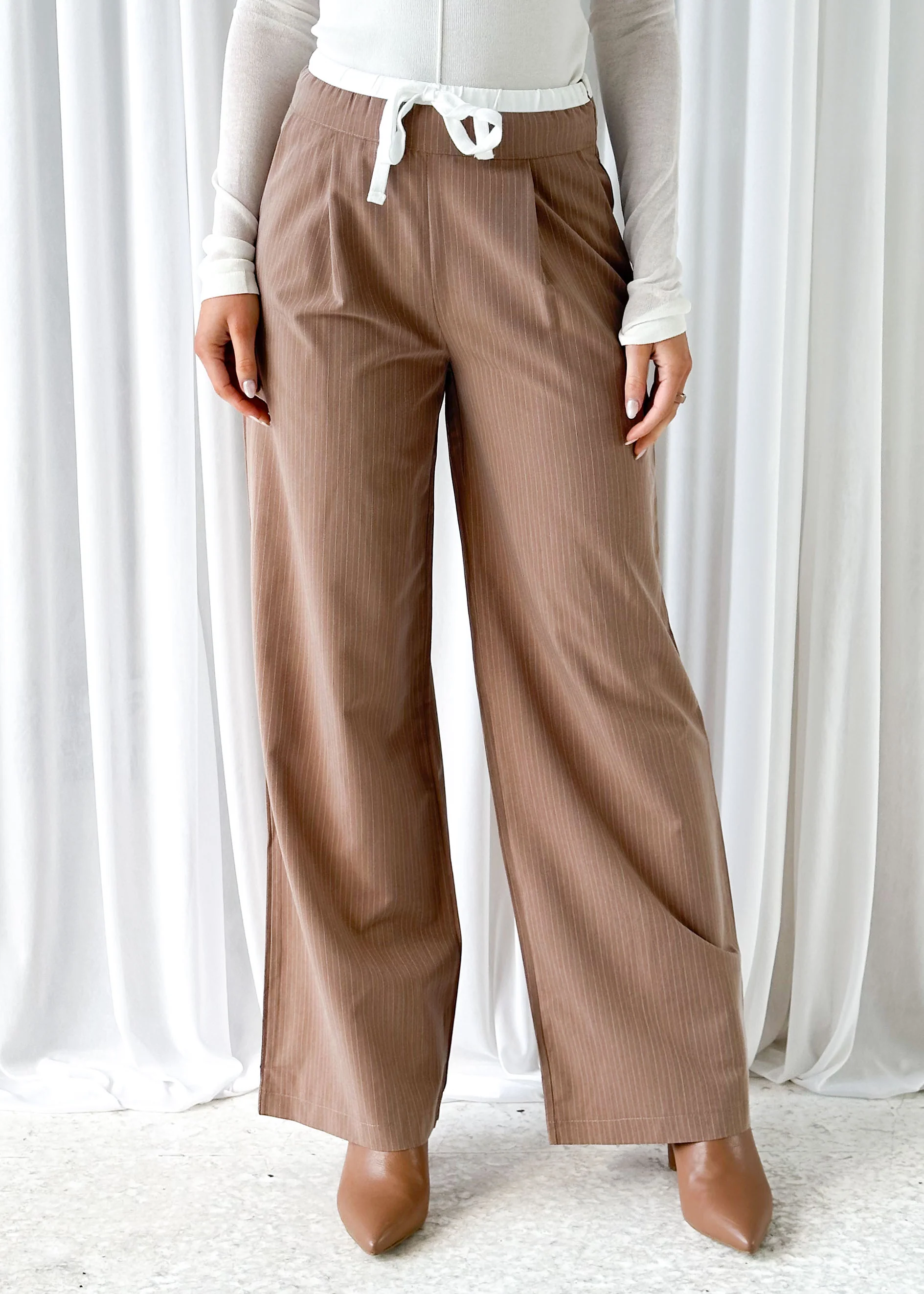 Sadra Pants - Brown Pinstripe - Image 21