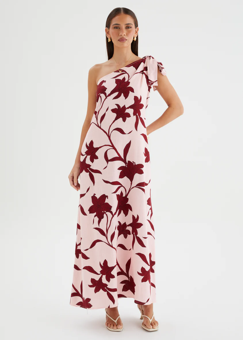 Safiya One Shoulder Maxi Dress - Chloe Pink