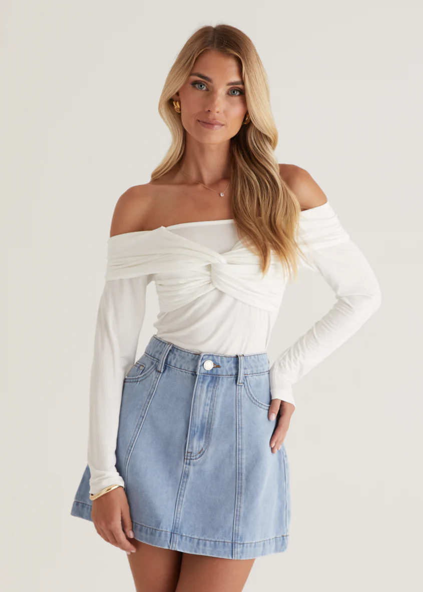 Saira Jersey Top - Off White - Image 12