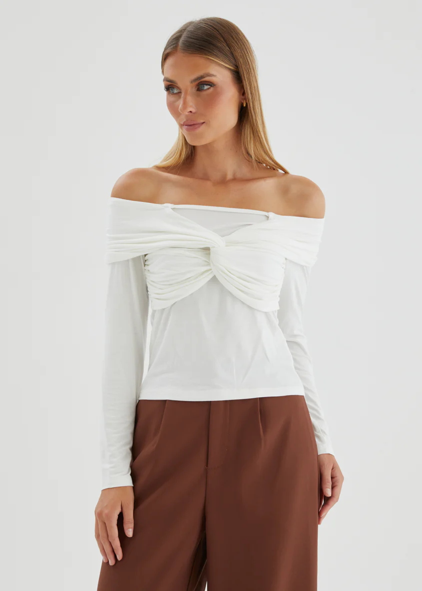 Saira Jersey Top - Off White - Image 3