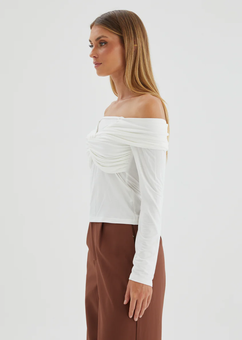 Saira Jersey Top - Off White - Image 5