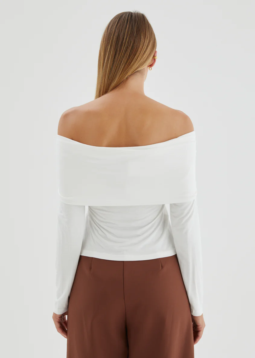 Saira Jersey Top - Off White - Image 8