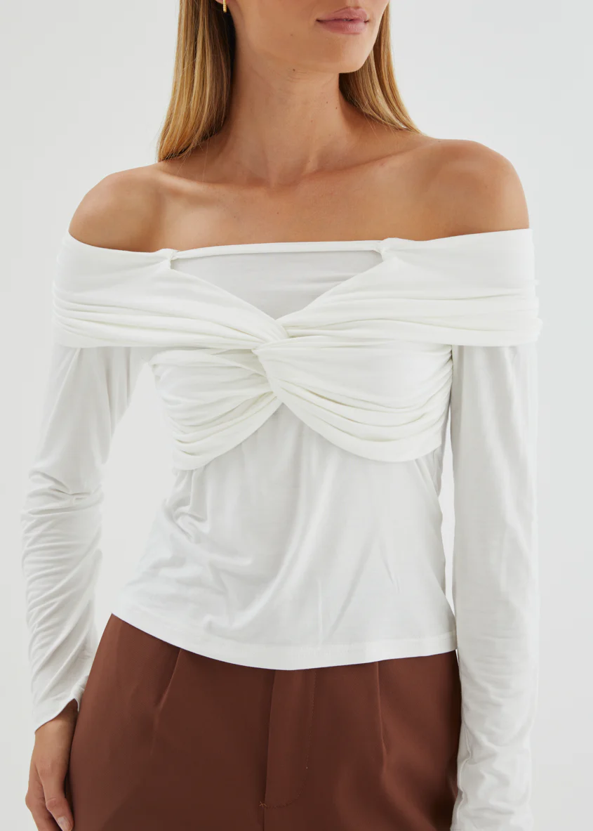 Saira Jersey Top - Off White - Image 9